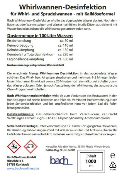 Whirlwannen Desinfektionsmittel Kalk